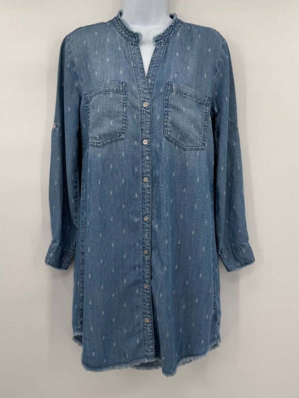 Anthropologie Cloth & Stone Marylou Chambray Shirt Dress XS Tencel Button